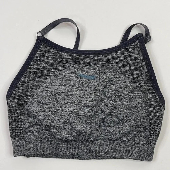Gymshark Flex Strappy Sports Bra in Charcoal Marl and Teal size XS - Picture 1 of 8